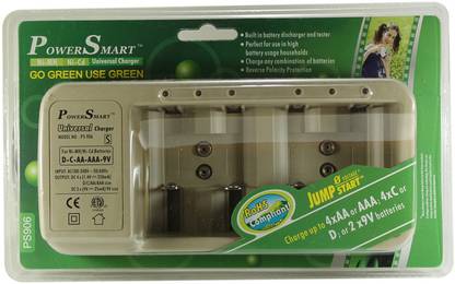 Power Smart Universal Battery Charger with AA/AAA, 9V, C and D Size  Camera Battery Charger