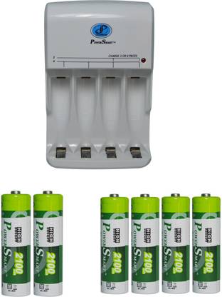 Power Smart Fast Charging Unit PS345 Combo With 2 Set 2100mahx4 And 2100mahx2 AA cells  Camera Battery Charger