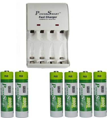 Power Smart Fast Charging Unit PS1002 Combo With 2 Set 2800maHx4 And 2800x2 AA Cells  Camera Battery Charger