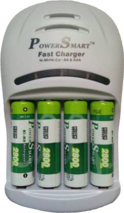 Power Smart AA-2800 maH 4 cells AA camera battery charger PS 1007 AA-AAA NiCD2 NiMH 4 LED Fast Charger With Auto Cut Off Function Charger Set  Camera Battery Charger