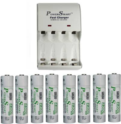 Power Smart Fast Charging Unit PS1002 Combo With 2 Set 2300maHx4 AA Ready To Use Cells  Camera Battery Charger