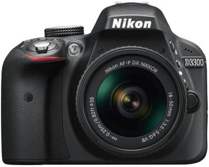 NIKON D3300 DSLR Camera Body with Single Lens: AF-P DX NIKKOR 18 - 55 mm F3.5-5.6 VR (16 GB SD Card + Camera Bag)
