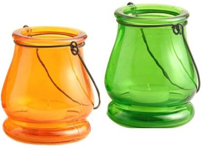 Shrih Decorative Teardrop Lantern Glass Tealight Holder Set