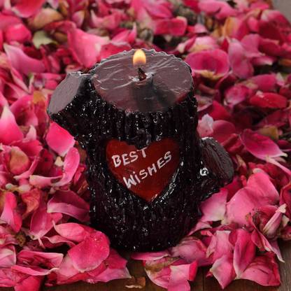 एक्राफ्टिंडिया Wood Block Design Candle Gift Box मोमबत्ती