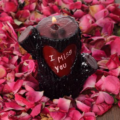 एक्राफ्टिंडिया Wood Block Design Candle Gift Box मोमबत्ती