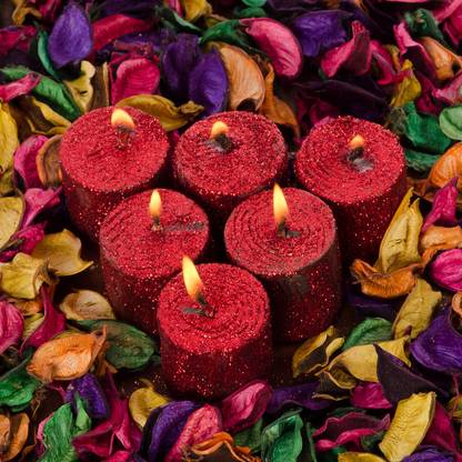 eCraftIndia Set of 6 Shining Cylindrical Candles Gift Box Candle