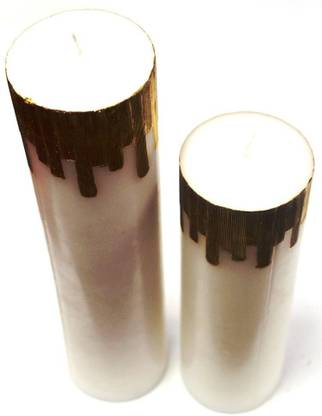 Tvish Candles Set of two White and Gold Castle Candle