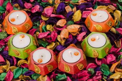 eCraftIndia Set of 6 Colorful Tealights Gift Box Candle