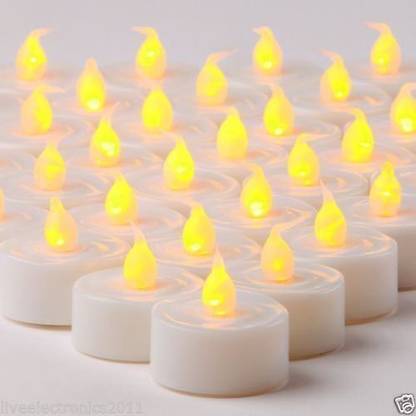 Connectwide LED Diya - (Plastic, Yellow, Set of 24) Candle