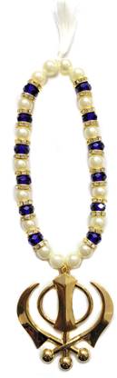 Premang Golden Khanda in Crystal Beads-RoyalBlue Car Hanging Ornament