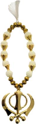 Premang Golden Khanda in angoori Pearls Car Hanging Ornament