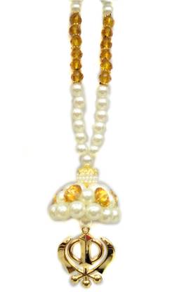 Premang Golden Khanda under Pearl Chatar(Gold) Car Hanging Ornament