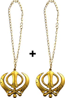 ManeKo Sikh Symbol Golden Khanda (Pack of 2) Car Hanging Ornament