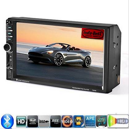 INDO-BEST Car Player - Double Din / 7" HD Touch Screen / Bluetooth / Mic Calling / Rear View Camera Support / Remote / FM / USB / AUX / SD Port Car Stereo