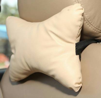 ELECTRIBLES Beige Leatherite Car Pillow Cushion for Mahindra