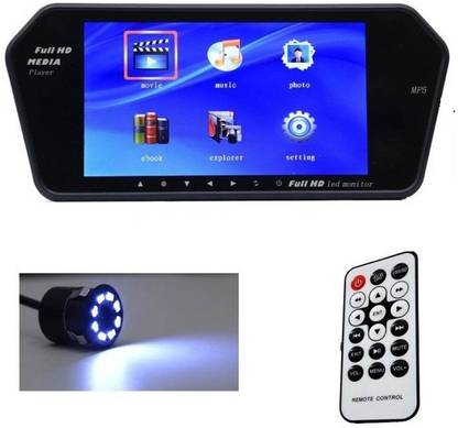 AutoStark 7 inch Car Video Monitor with USB, Bluetooth and Car Reaview Camera Mahindra Thar Black LED