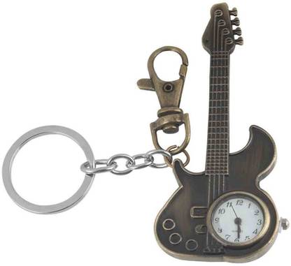 Kairos Designer Guitar Pocket Watch Clock Keychain Key Chain