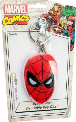 MARVEL Official Spider-Man Face 3" Bendable Key Chain