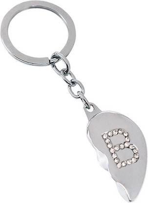 U. R. GOD Broken Heart Diamond Studded "B" Letter Key Chain