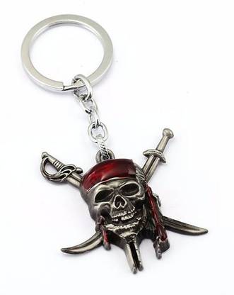Prostuff Pirates Of The Caribbean Captain Jack Sparrow Mask Skull Shape With Crossbones Silver Key Chain Key Chain