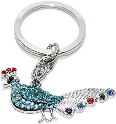 Aura Peacock Bird Special Imported Diamond Studded Locking Key Chain