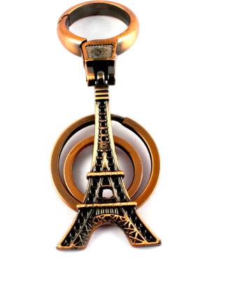 Target Retail EIFFEL TOWER WITH LOCKING ANTIQUE COPPER KEYRING Key Chain