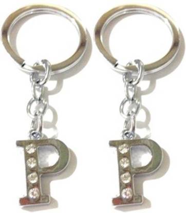 Rashi Traders 2 Alphabet P Chrome Key Chain