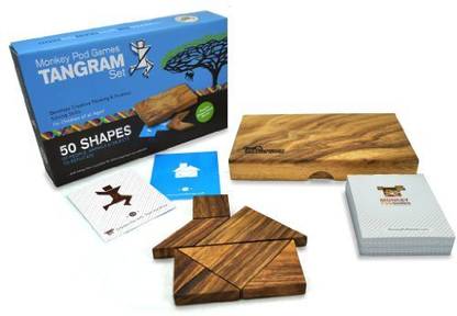 Monkey Pod Games Wooden Tangram Set A Premium Tangram Set