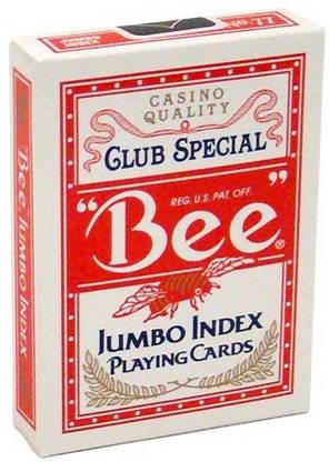 Bee Bee Jumbo Index Playing Cards No.77 (RED) Poker Size Casino Deck