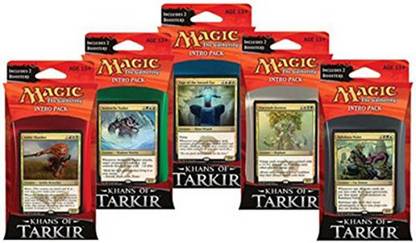 Magic: the Gathering KHANS OF TARKIR - Intro Decks SET OF ALL 5 : decks + foils + 10 Boosters Packs Magic the Gathering MTG KTK Card Game