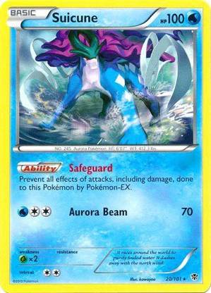POKEMON Suicune 20/101 Plasma Blast Rare