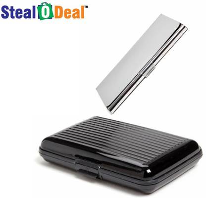 StealODeal Black and Silver Security Credit/Debit 6 Card Holder