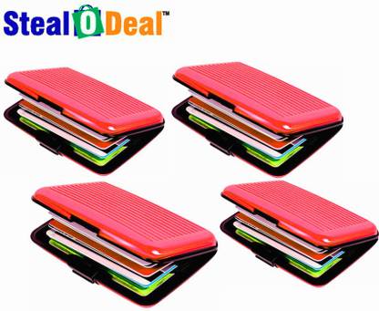 StealODeal 4 pc Red Slim & Secure 6 Card Holder