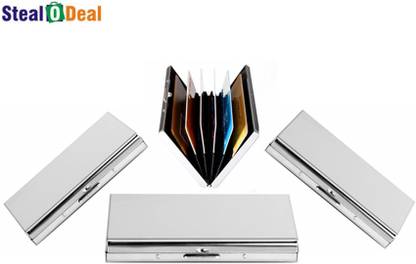 StealODeal Aluminum Silver Business Atm Metal Box 6 Card Holder
