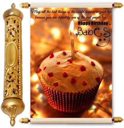 Lolprint Happy Birthday Babes Gold Scroll Greeting Card