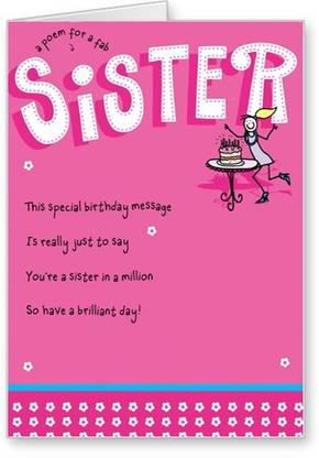 Lolprint Happy Birthday Sister Poem Greeting Card