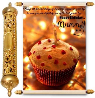 Lolprint Happy Birthday Mummy Gold Scroll Greeting Card
