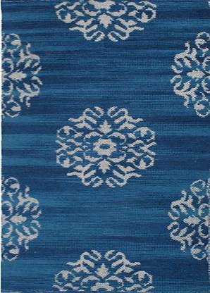 Champo Carpets Blue Cotton Dhurrie