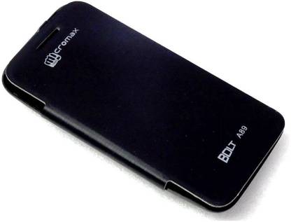 Canvas Flip Cover for Micromax Bolt A089 Black