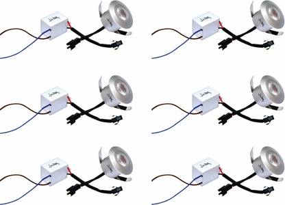 Jailux LED Spot Light, 3w, White Colour, 1 Inch Cut size, Pack of 6 Recessed Ceiling Lamp