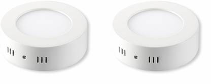 FOS 9W Surface Mount LED Panel Ceiling Light, 900 LUMENS - Round, Cool White 6500k (PACK OF 2) Recessed Ceiling Light Ceiling Lamp