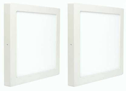 FOS 12W Surface Mount LED Panel Ceiling Light, 1200 LUMENS - Square, Warm White 2700k (PACK OF 2) Recessed Ceiling Lamp