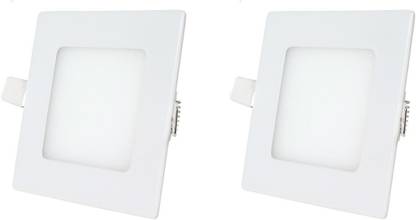 FOS 9W LED Panel Ceiling Light, 900 LUMENS - Slim | Square | Cool White, 6500k (PACK OF 2) Recessed Ceiling Light Ceiling Lamp