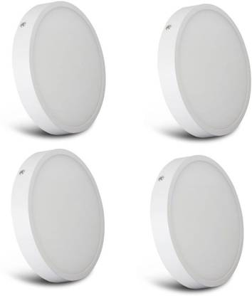 SHINE LED Combo of 4 Surface Slim Panel Lights(With Built-in Driver) 5 Watt Round SHAPE(7.8*2.7 White)NaturalWhite Recessed Ceiling Light Ceiling Lamp