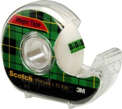 1x Scotch Tape Dispenser in Silver with 1 Roll of Scotch Magic Tape 19mm x 33m