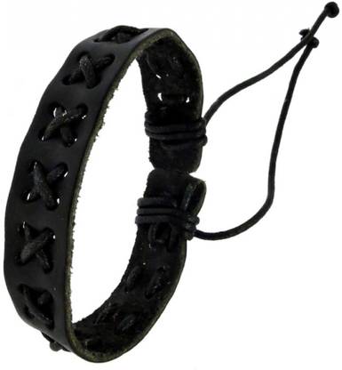Sanaa Creations ADD A MASCULINE TOUCH TO BOLD BLACK LOOKING BAND BRACELET. Alloy Beaded Charm
