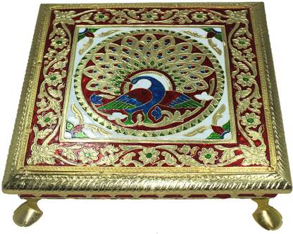 NIRALI Meenakari Work Wood All Purpose Chowki