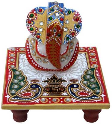 Chitrahandicraft Ganesh Marble All Purpose Chowki