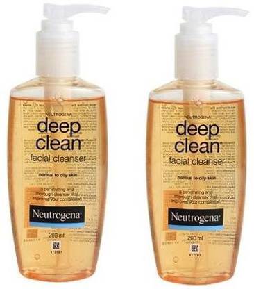 NEUTROGENA Deep Clean Facial Cleanser Saver Pack of 2 X 200ml Face Wash
