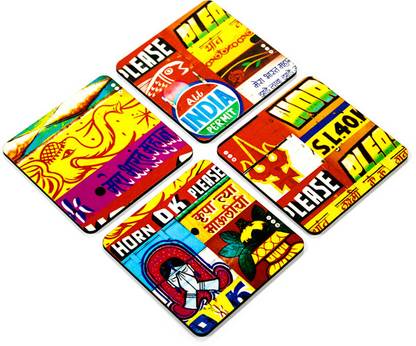 Mad(e) in India Square Medium Density Fibreboard Coaster Set